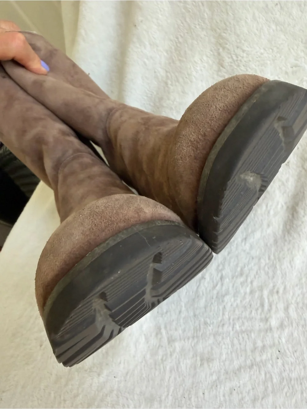 Ugg Mare Taupe Brown Suede Warm Shearling Lined Women’s Size 7 Slip On Zip Boot